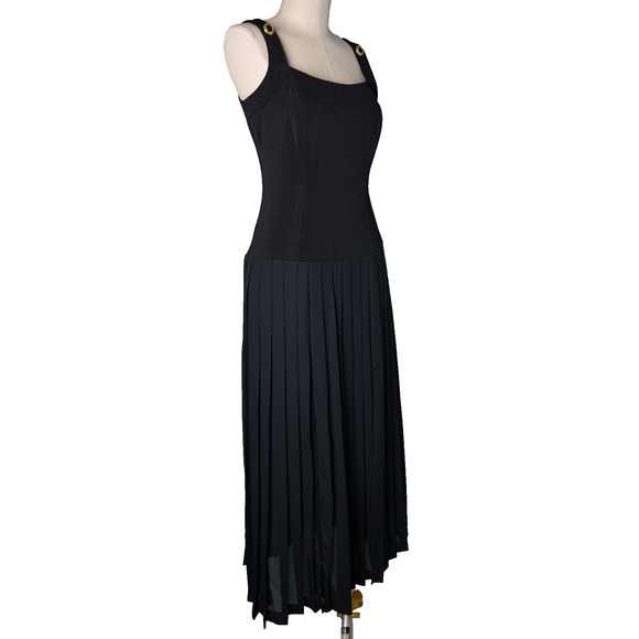 Joseph Ribkoff Dresses & Skirts - VTG Joseph Ribkoff Maxi Dress Sz 6 Black Fit & Flare Pleated Deadstock 90s Gala